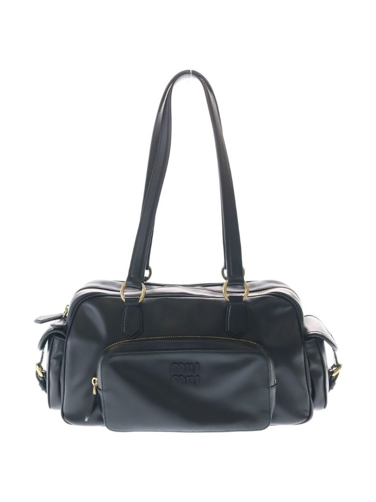 Miu Miu Nappa Leather Top Handle Bag Black